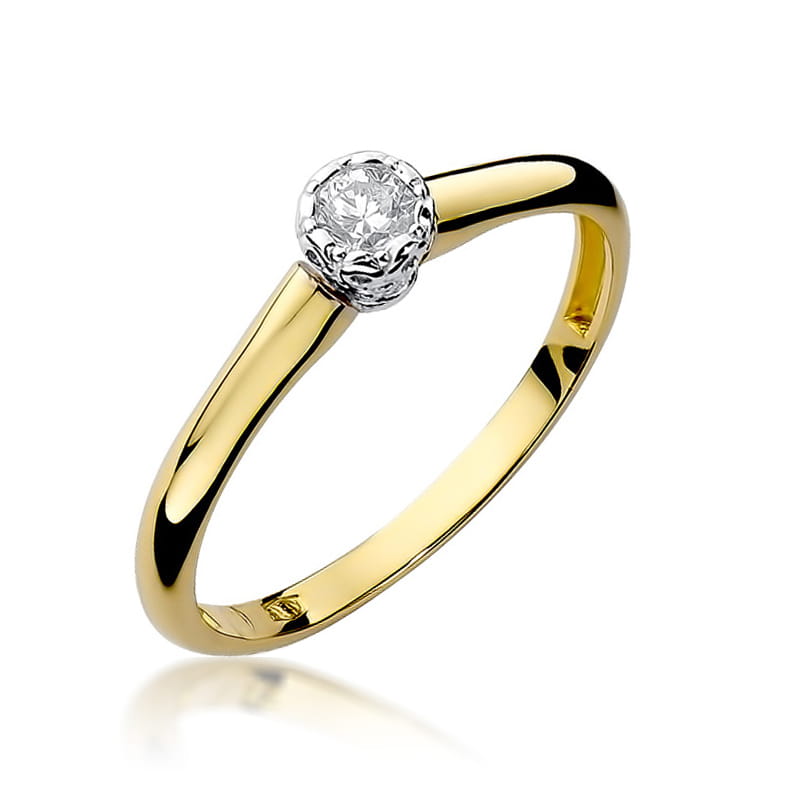 Pierścionek Diament 0,13ct żółte złoto