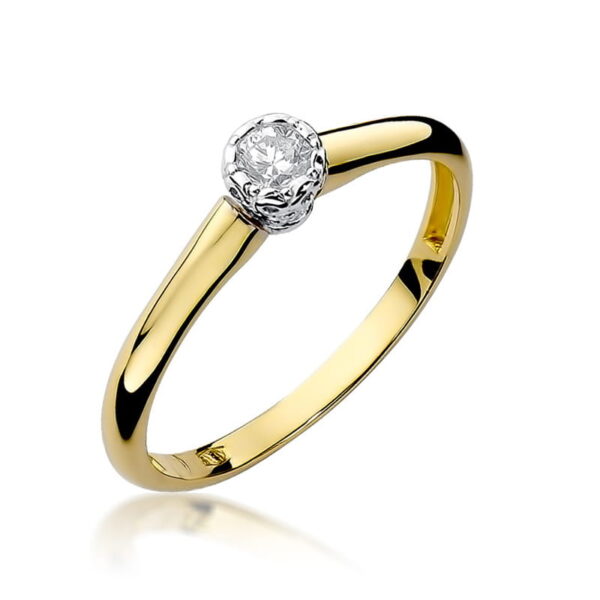 Pierścionek Diament 0,13ct żółte złoto 375
