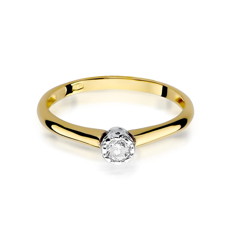 Pierścionek Diament 0,13ct żółte złoto 375 - obrazek 2