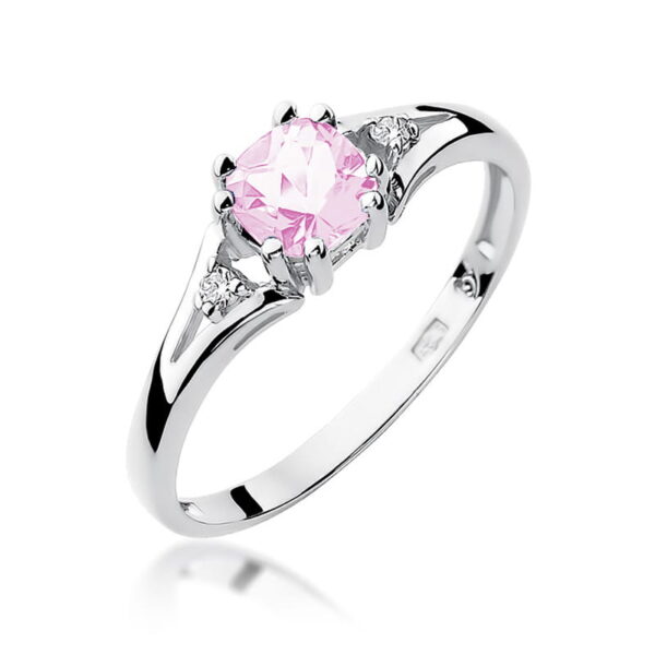 Pierścionek Topaz różówy 0,65ct białe złoto 375