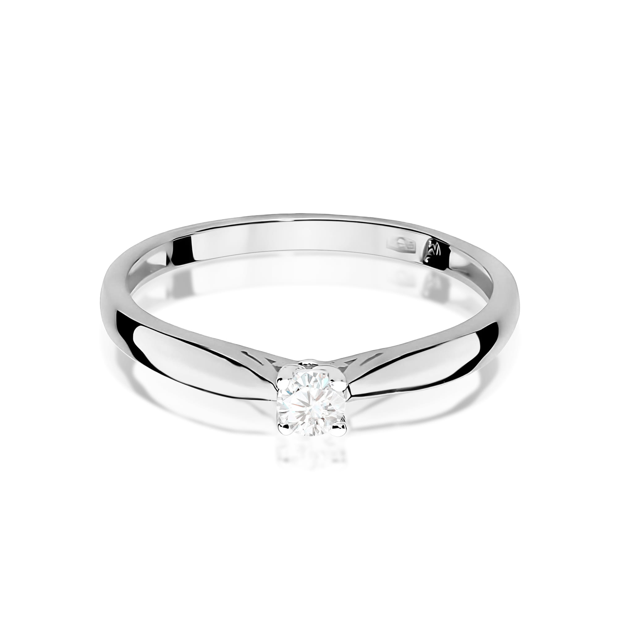 Pierścionek Diament 0,10ct białe złoto - obrazek 2