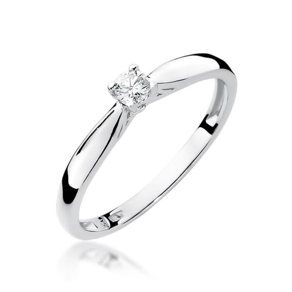 Pierścionek Diament 0,10ct białe złoto 375