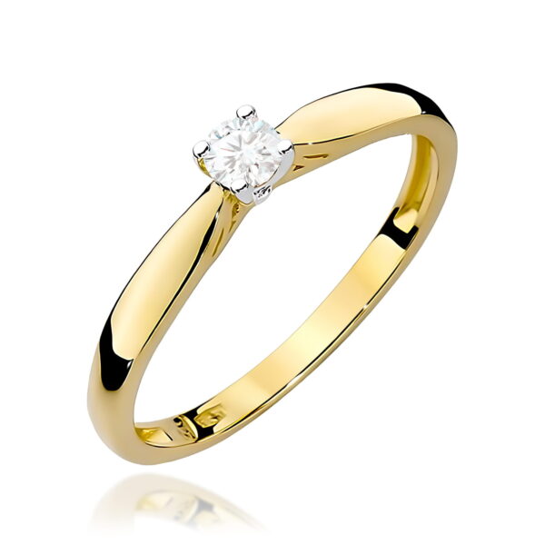 Pierścionek Diament 0,10ct żółte złoto