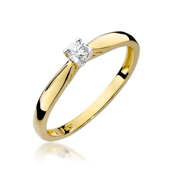 Pierścionek Diament 0,10ct żółte złoto 375