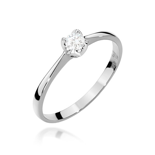 Pierścionek Diament 0,10ct Białe złoto 375