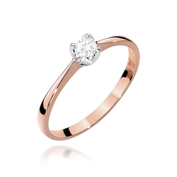 Pierścionek Diament 0,10ct różowe złoto