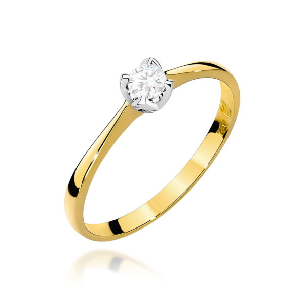 Pierścionek Diament 0,10ct żółte złoto 375