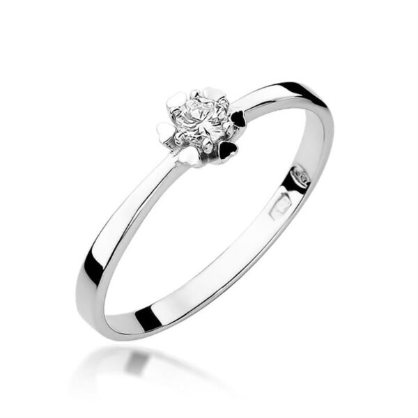 Pierścionek Diament 0,10ct białe złoto 375