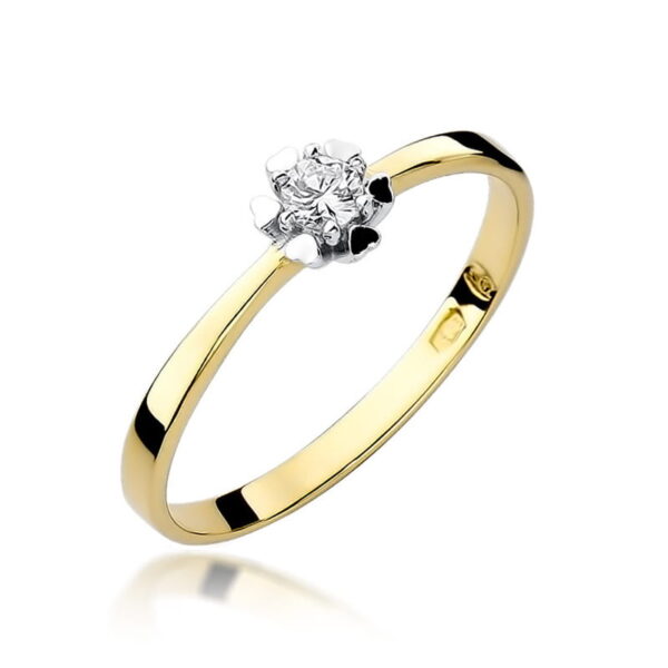 Pierścionek Diament 0,10ct żółte złoto