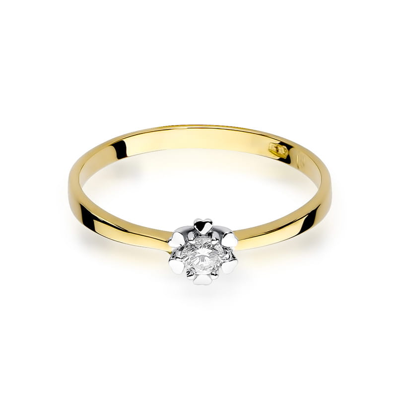 Pierścionek Diament 0,10ct żółte złoto - obrazek 2