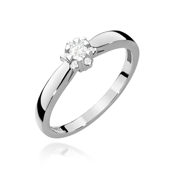 Pierścionek Diament 0,10ct białe złoto