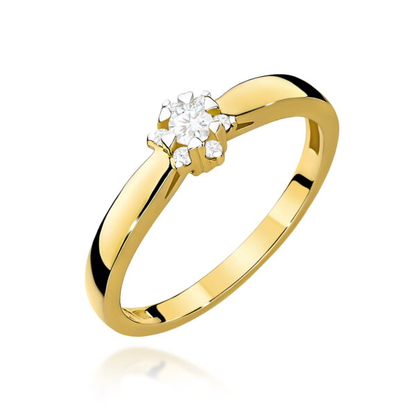Pierścionek Diament 0,10ct żółte złoto