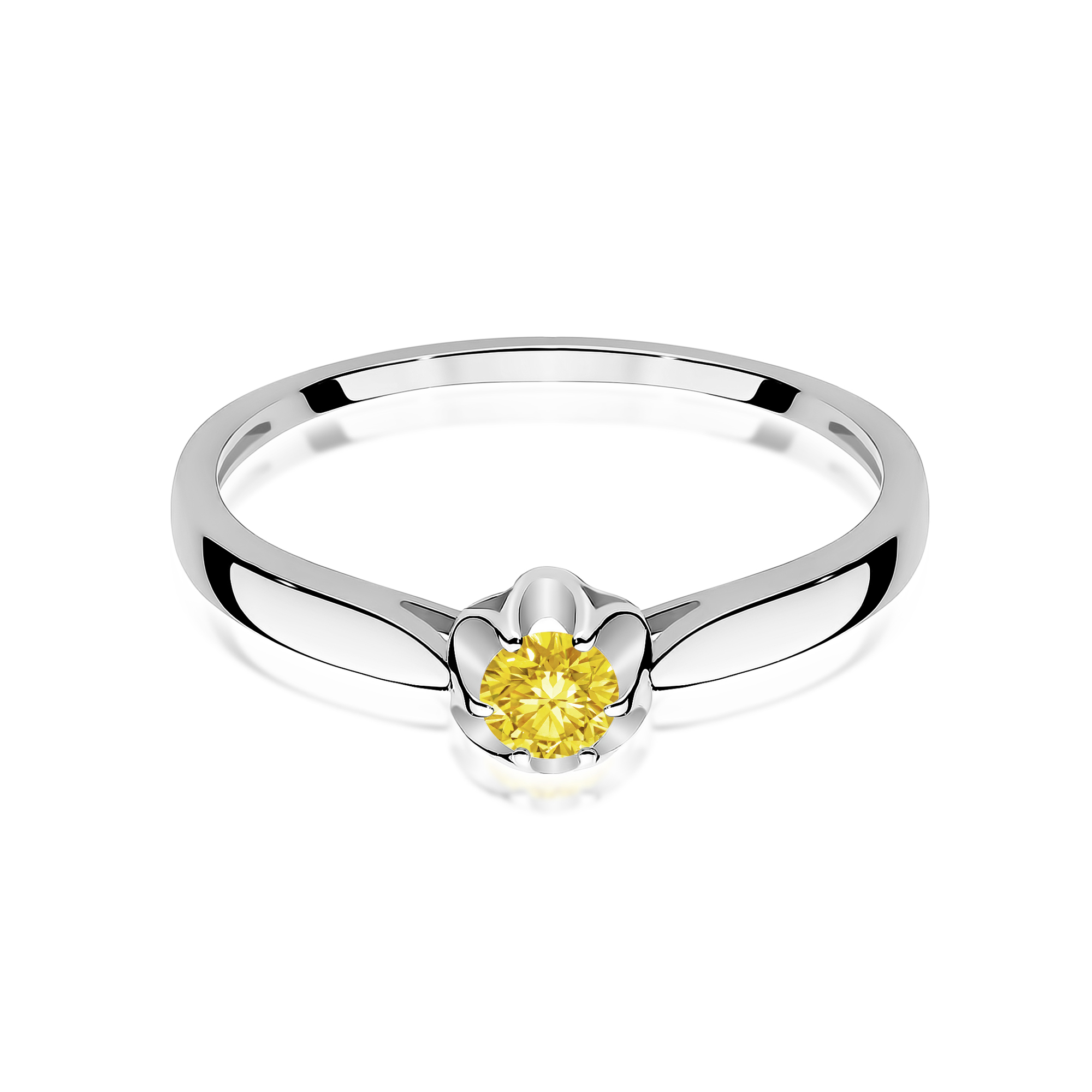 Pierścionek Diament Laboratoryjny żółty 0,15ct białe złoto - obrazek 2