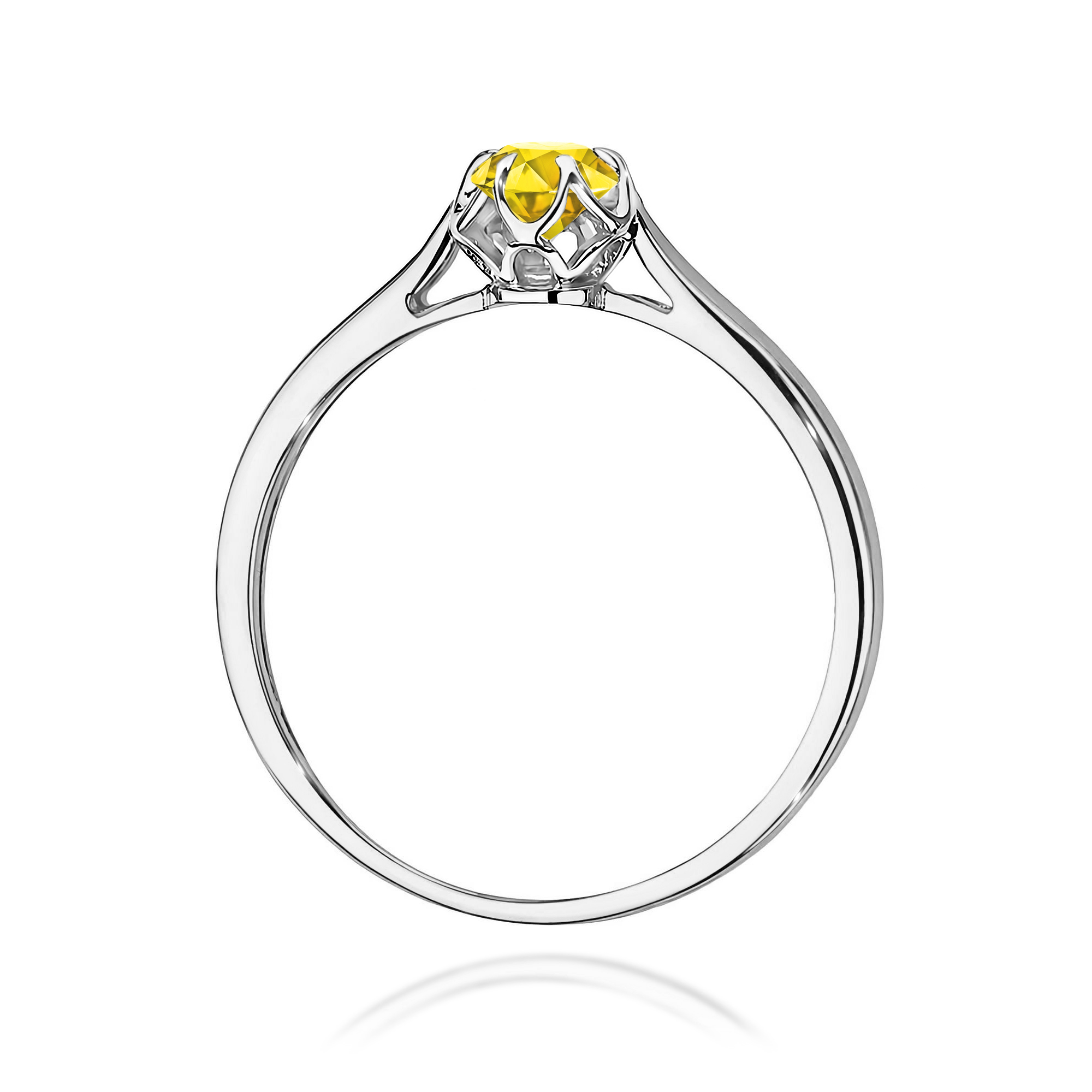 Pierścionek Diament Laboratoryjny żółty 0,15ct białe złoto - obrazek 3