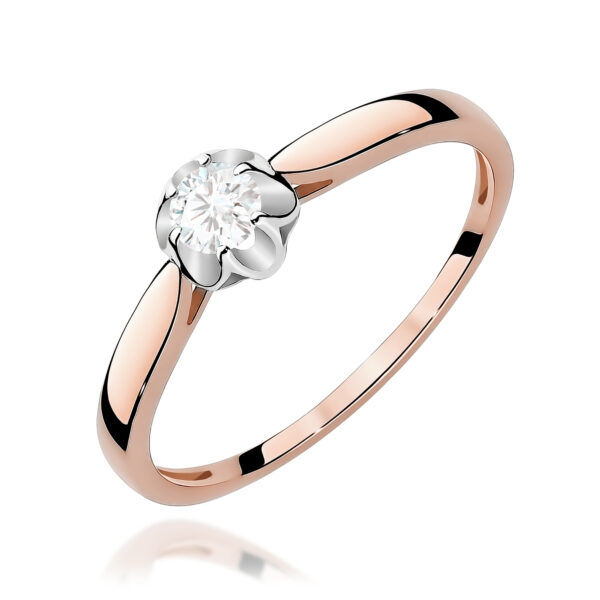 Pierścionek Diament 0,15ct różowe złoto
