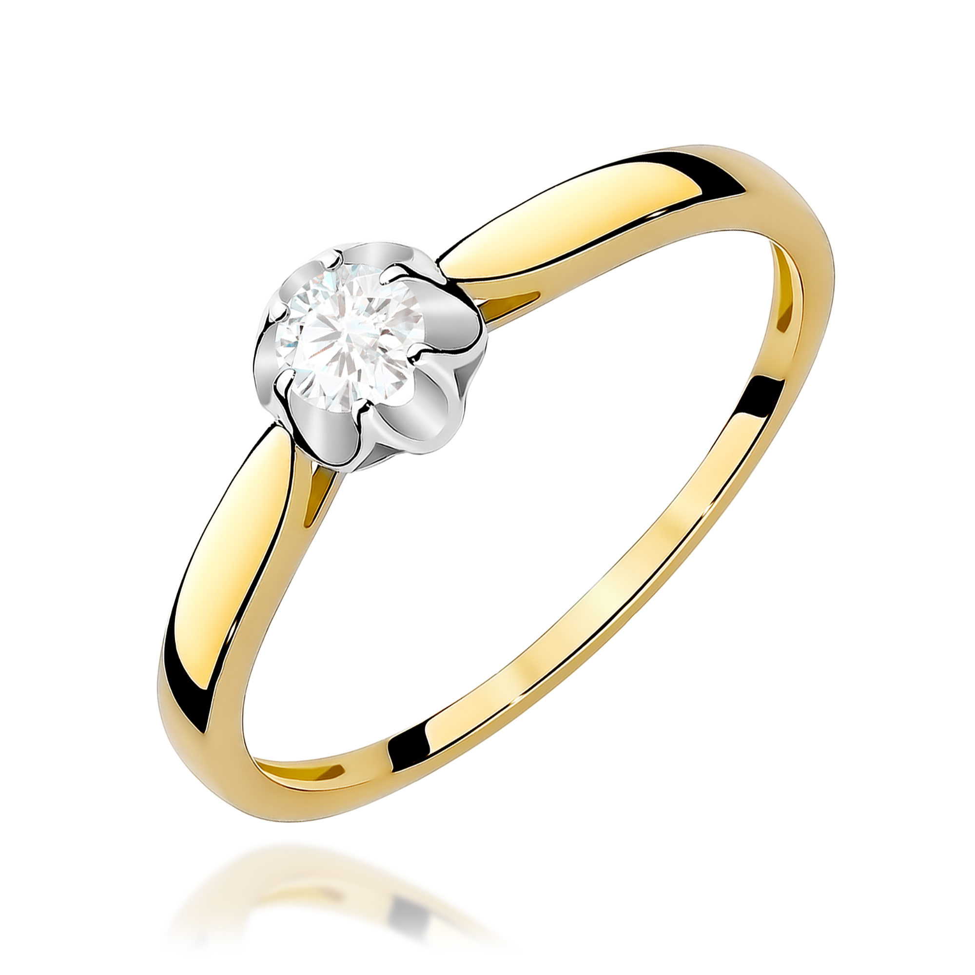 Pierścionek Diament 0,15ct żółte złoto