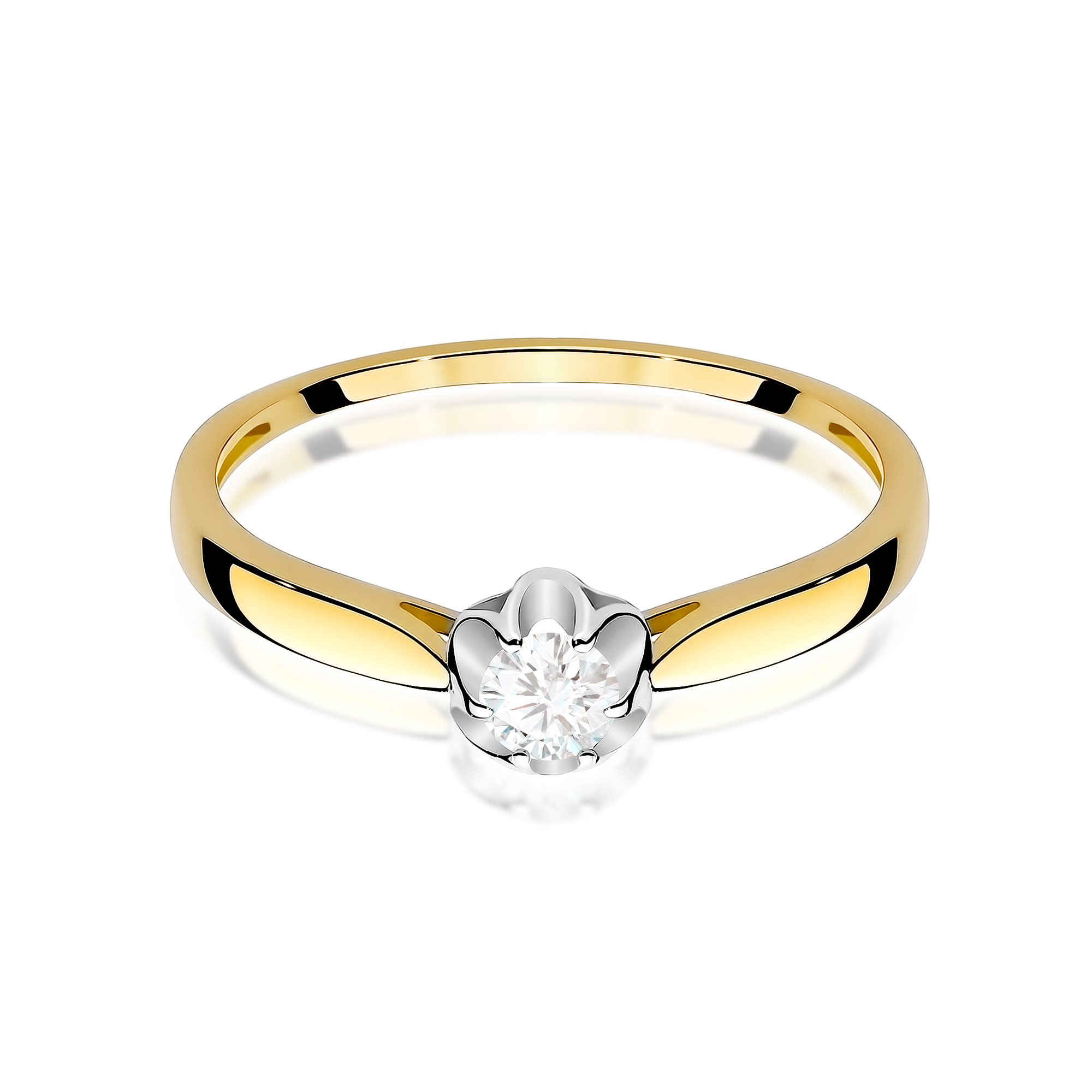 Pierścionek Diament 0,15ct żółte złoto - obrazek 2