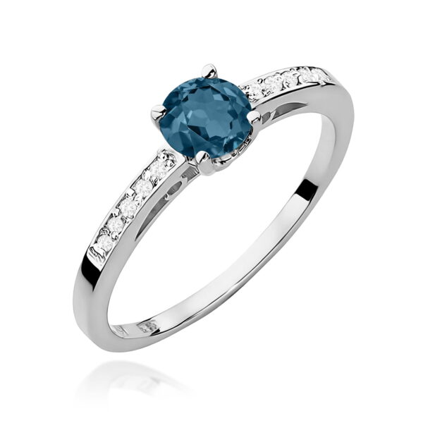 Pierścionek Topaz London Blue 0,50ct białe złoto