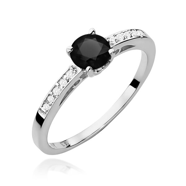 Pierścionek Czarny Diament 0,50ct białe złoto 375