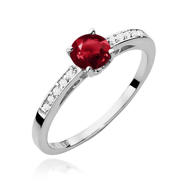 Pierścionek Granat 0,60ct białe złoto 375