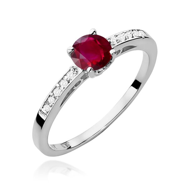 Pierścionek Rubin 0,60ct białe złoto 375