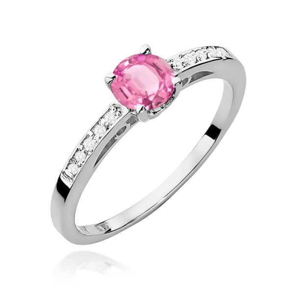 Pierścionek Różowy Topaz 0,60ct białe złoto 375