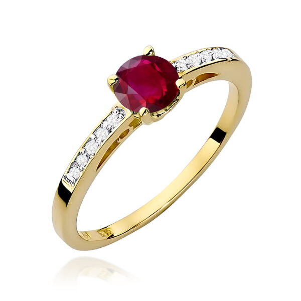 Pierścionek Rubin 0,60ct żółte złoto 375