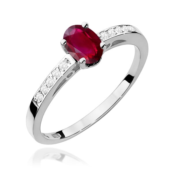 Pierścionek Rubin 0,60ct białe złoto