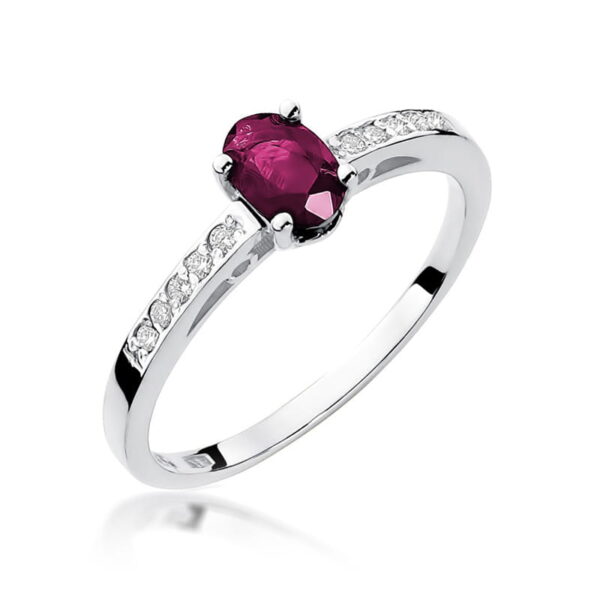 Pierścionek Rubin 0,60ct białe złoto 375