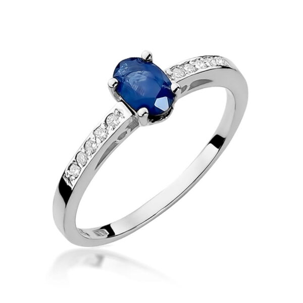 Pierścionek Szafir 0,70ct białe złoto 375