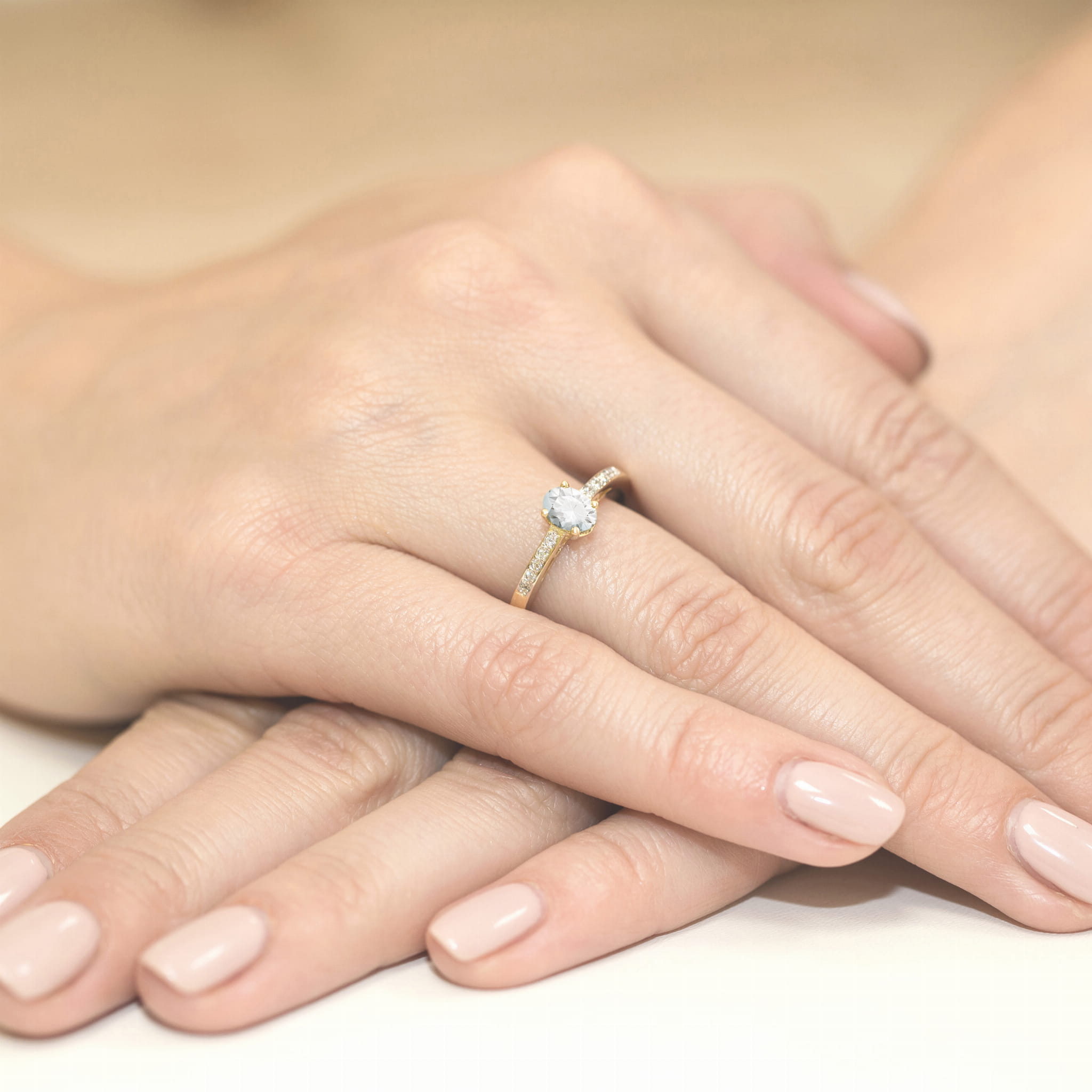 Pierścionek Diament laboratoryjny 0,40ct żółte złoto 375 - obrazek 3
