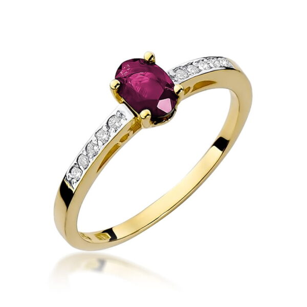 Pierścionek Rubin 0,60ct żółte złoto 375