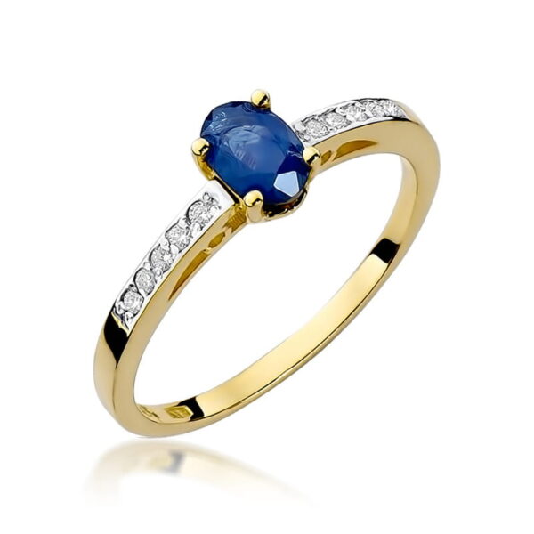 Pierścionek Szafir 0,70ct żółte złoto 375