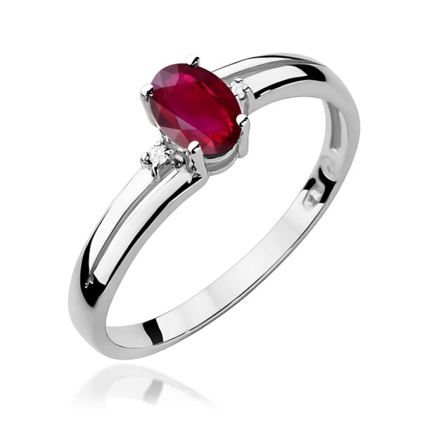 Pierścionek Rubin 0,60ct białe złoto