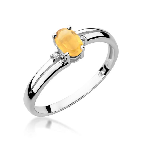 Pierścionek Cytryn 0,60ct białe złoto 375