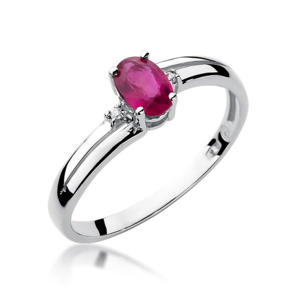 Pierścionek Rubin 0,60ct białe złoto 375