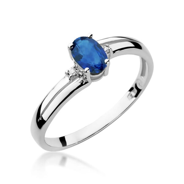 Pierścionek Szafir 0,70ct białe złoto 375