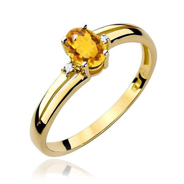 Pierścionek Cytryn 0,60ct żółte złoto