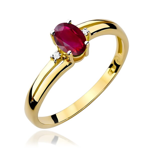 Pierścionek Rubin 0,60ct żółte złoto