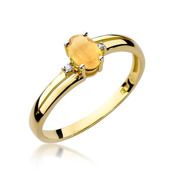 Pierścionek Cytryn 0,60ct żółte złoto 375