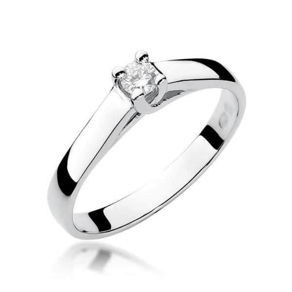 Pierścionek Diament 0,10ct białe złoto 375