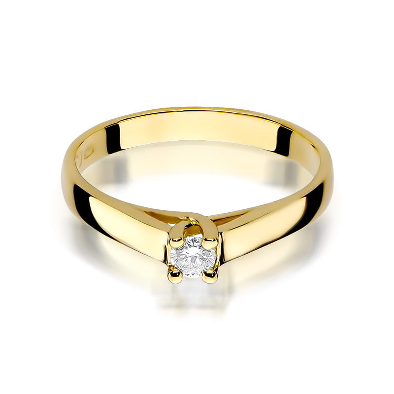 Pierścionek Diament 0,10ct żółte złoto - obrazek 2