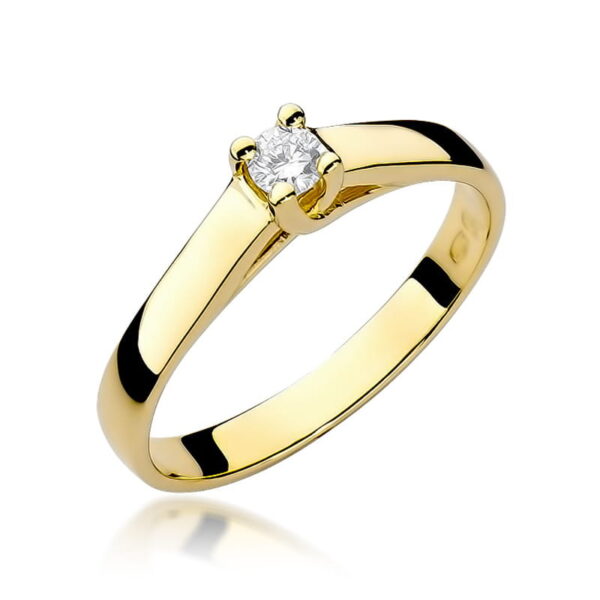 Pierścionek Diament 0,10ct żółte złoto 375