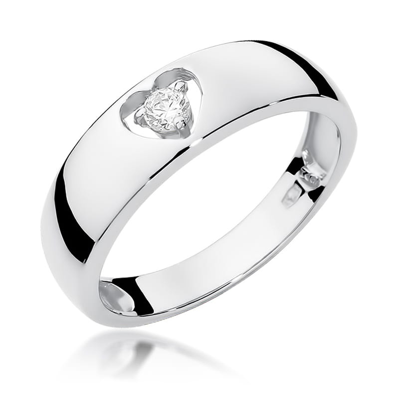 Pierścionek Diament 0,10ct białe złoto
