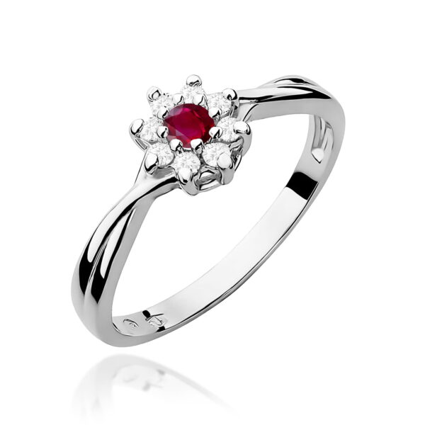 Pierścionek Rubin 0,15ct białe złoto