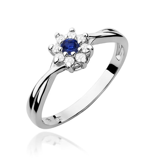 Pierścionek Szafir 0,15ct białe złoto