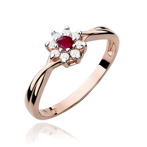 Pierścionek Rubin 0,15ct różowe złoto