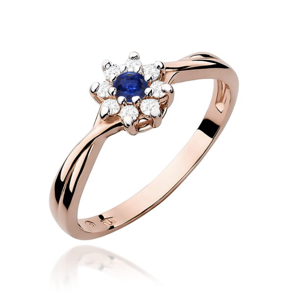 Pierścionek Szafir 0,15ct różowe złoto