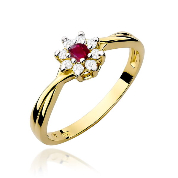 Pierścionek Rubin 0,15ct żółte złoto
