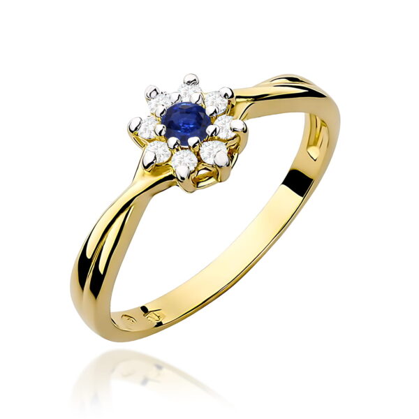 Pierścionek Szafir 0,15ct żółte złoto